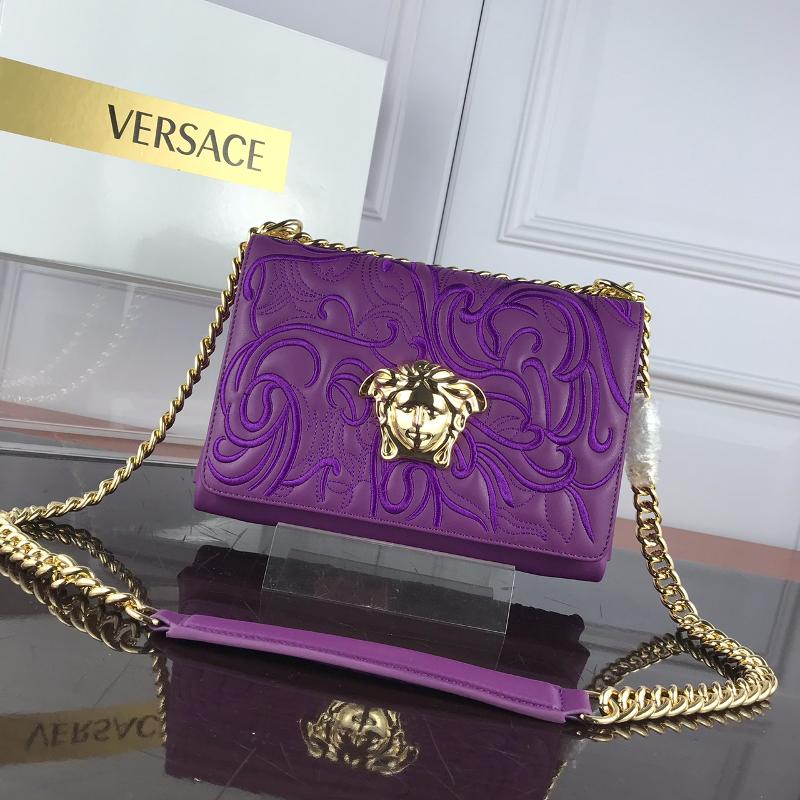 Versace Clutches DBFG170 full leather embroidered purple